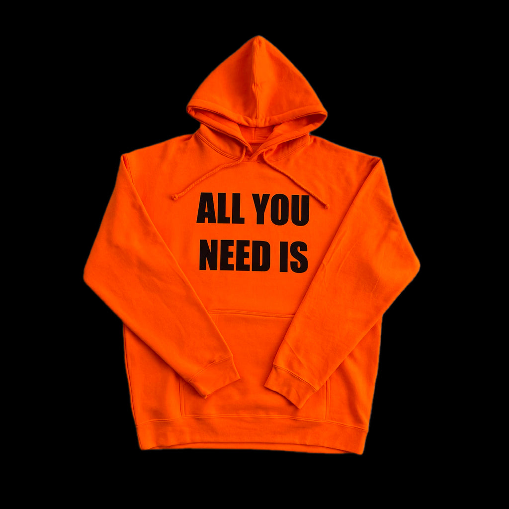 Poleron Hoodie modelo ALL YOU NEED color naranjo