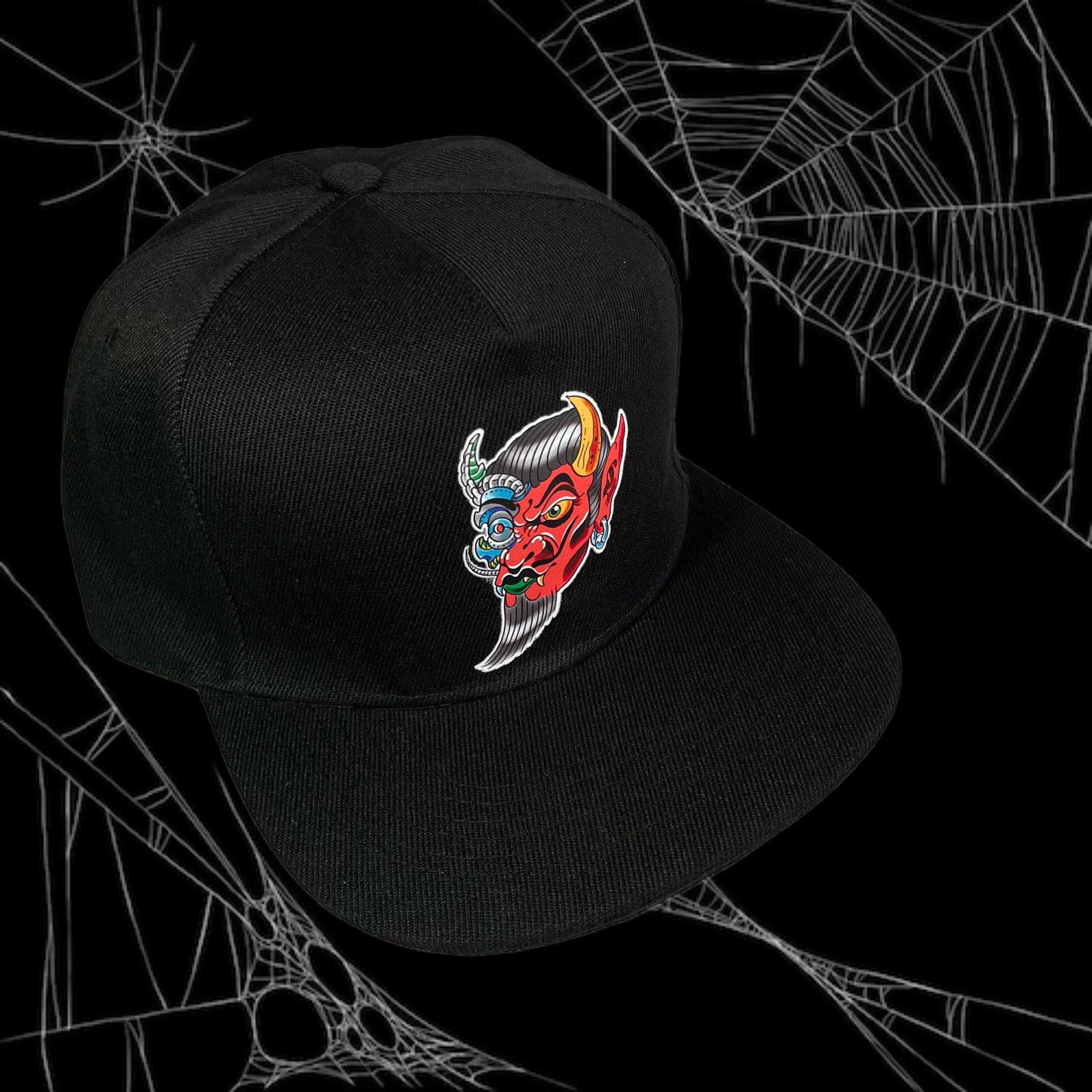 Gorra Jockey visera plana negra, modelo CYBORG DEVIL color negro