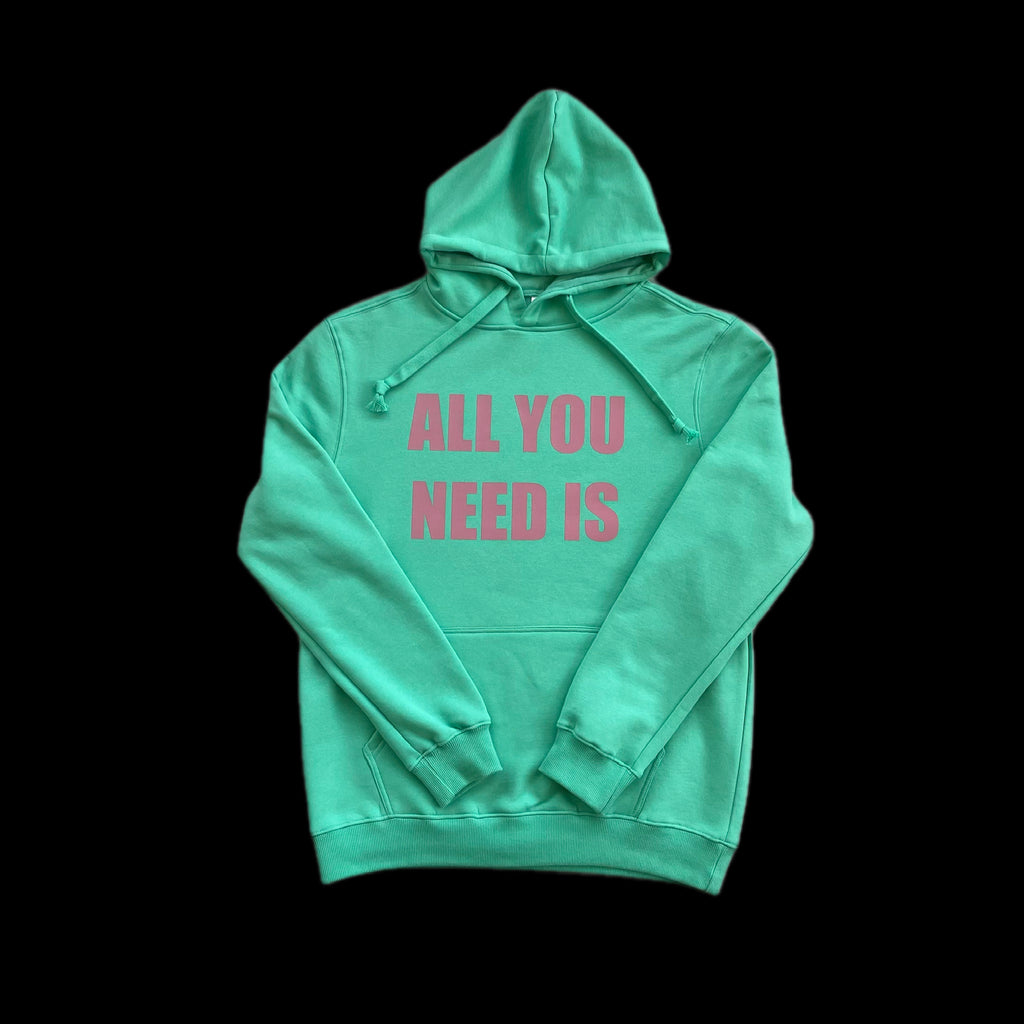 Poleron Hoddie, modelo ALL YOU NEED color verde menta