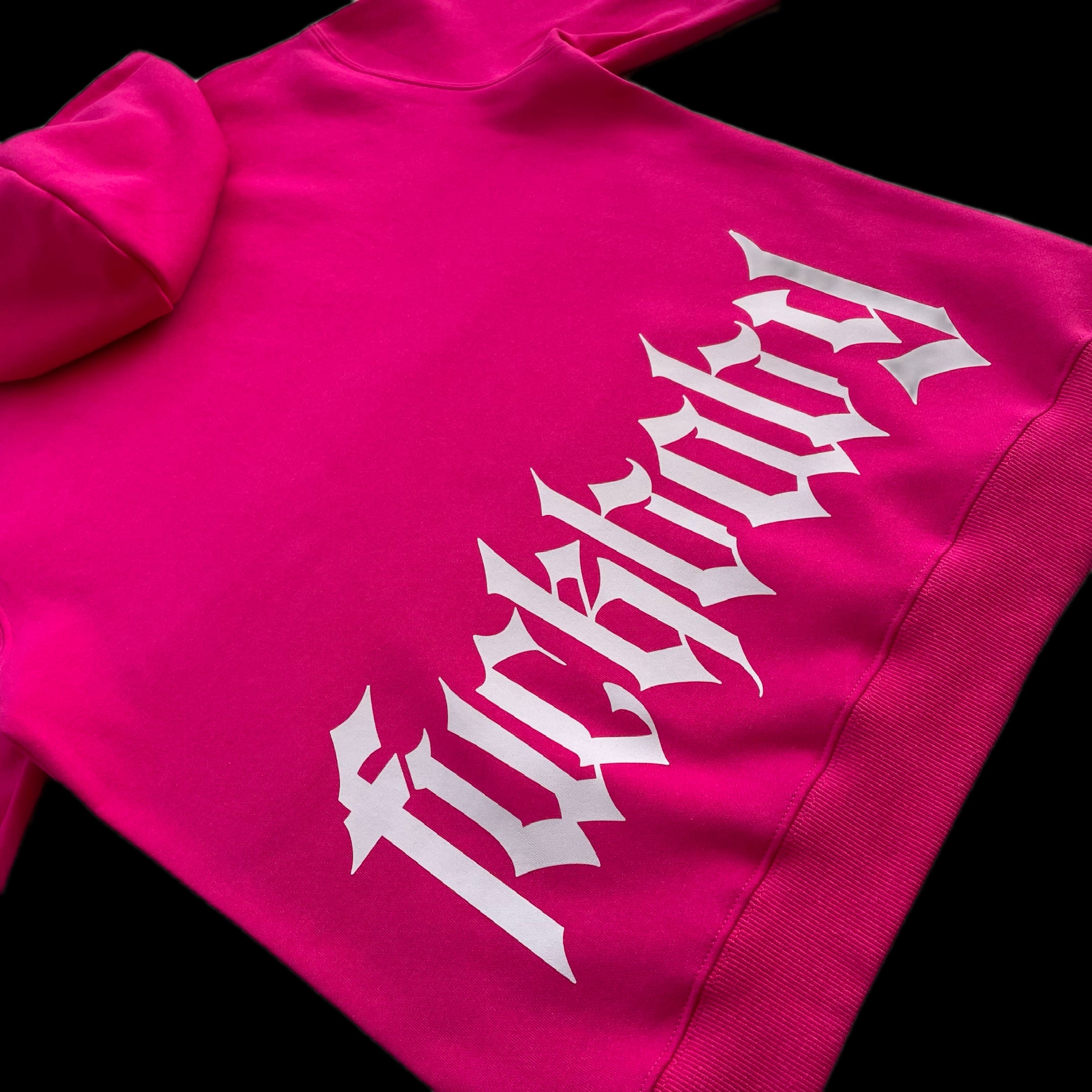 Poleron Hoodie modelo ALL YOU NEED color rosa shock