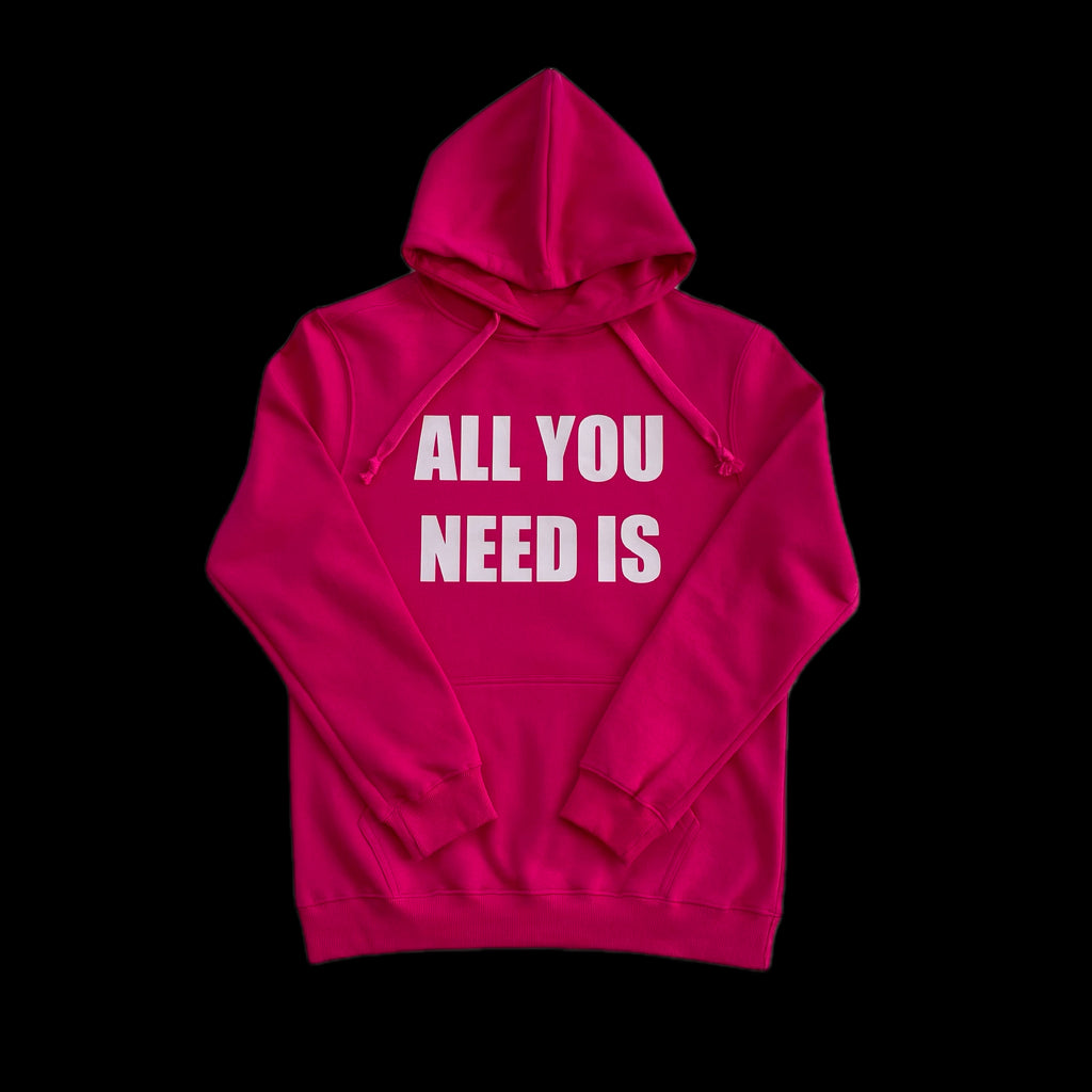 Poleron Hoodie modelo ALL YOU NEED color rosa shock