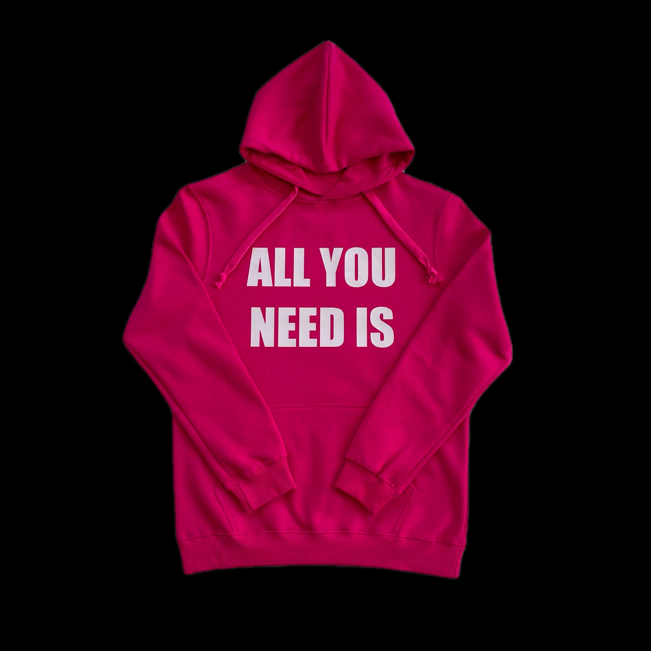 Poleron Hoodie modelo ALL YOU NEED color rosa shock