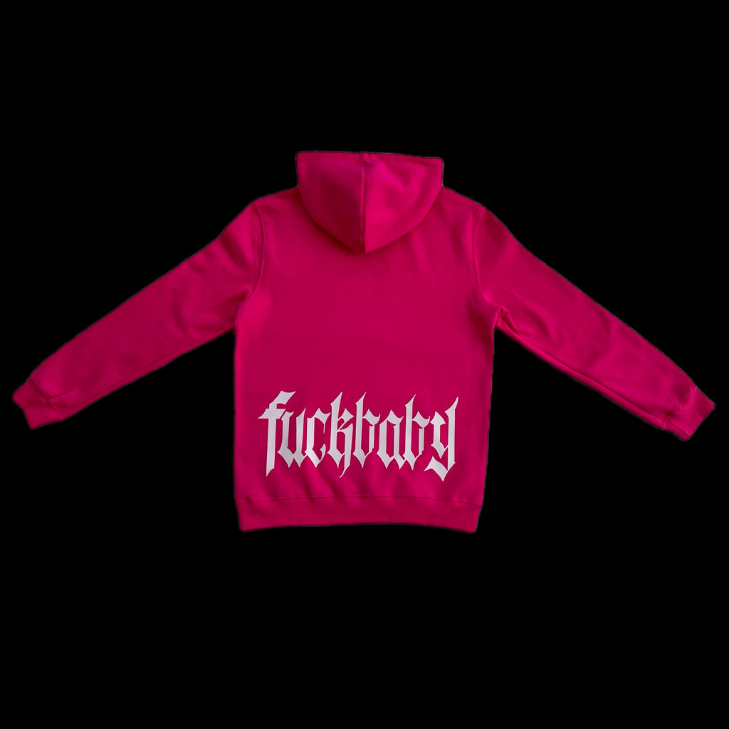 Poleron Hoodie modelo ALL YOU NEED color rosa shock