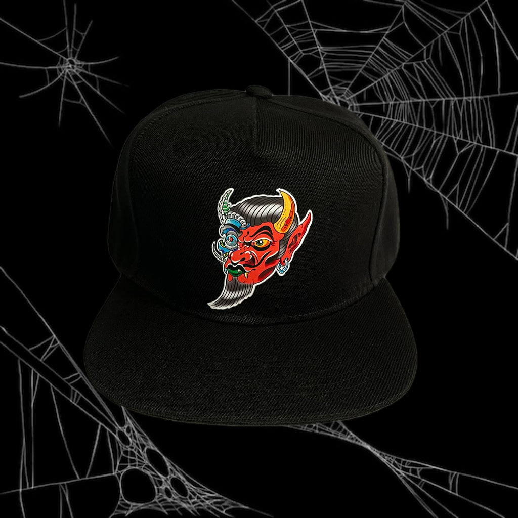 Gorra Jockey visera plana negra, modelo CYBORG DEVIL color negro